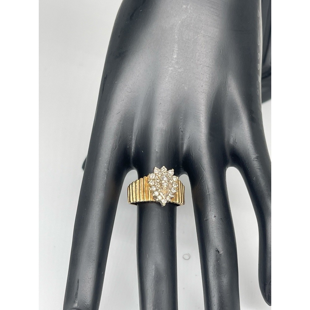 Vintage 14k Gold, Diamond Cluster Estate Wedding Cocktail Style Ring